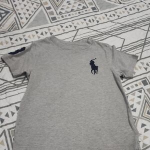 Polo by Ralph Lauren Heather Gray Kids Tee with Navy Emblem
